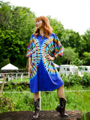 Rainbow Wings Hippie Oversized Cotton Tunic Shirt Dress