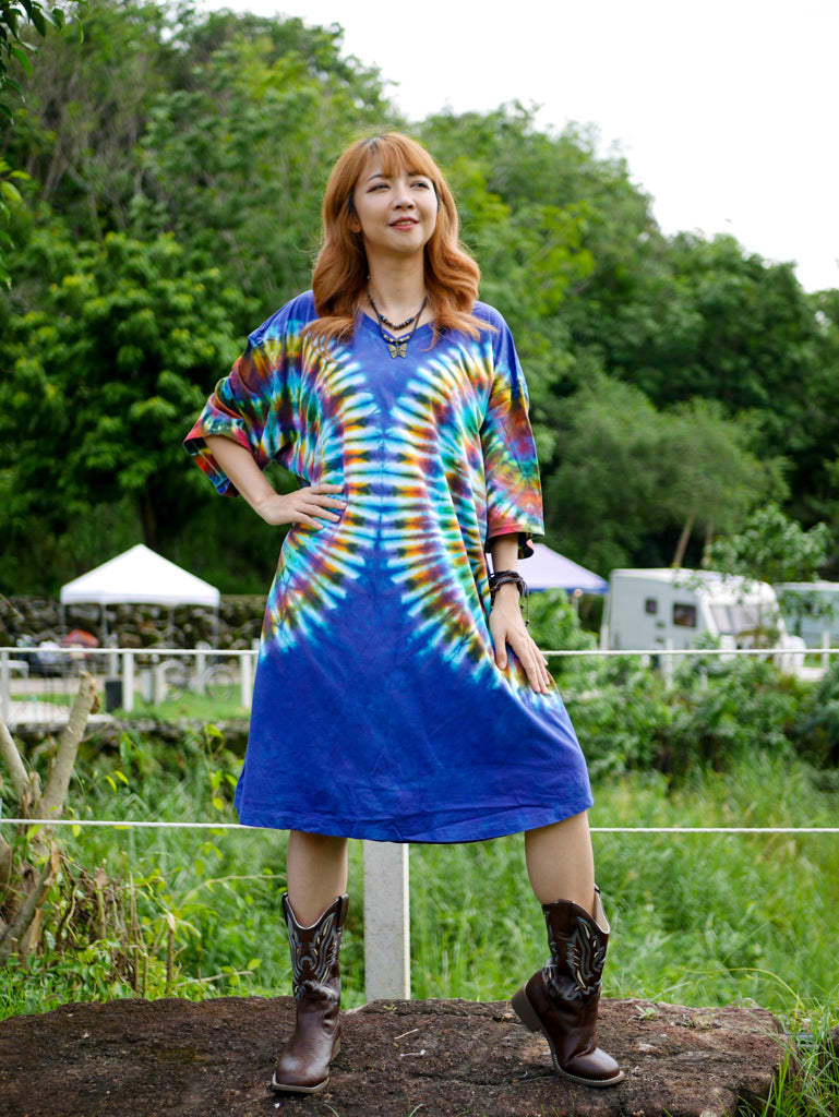 Rainbow Wings Hippie Oversized Cotton Tunic Shirt Dress