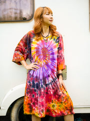 Phoenix Swirl Hippie Oversized Cotton Tunic Shirt Dress