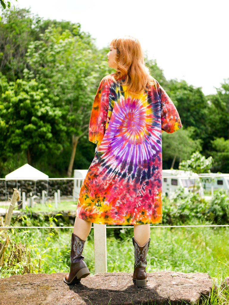 Phoenix Swirl Hippie Oversized Cotton Tunic Shirt Dress