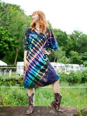 Nebula Burst Hippie Oversized Cotton Tunic Shirt Dress