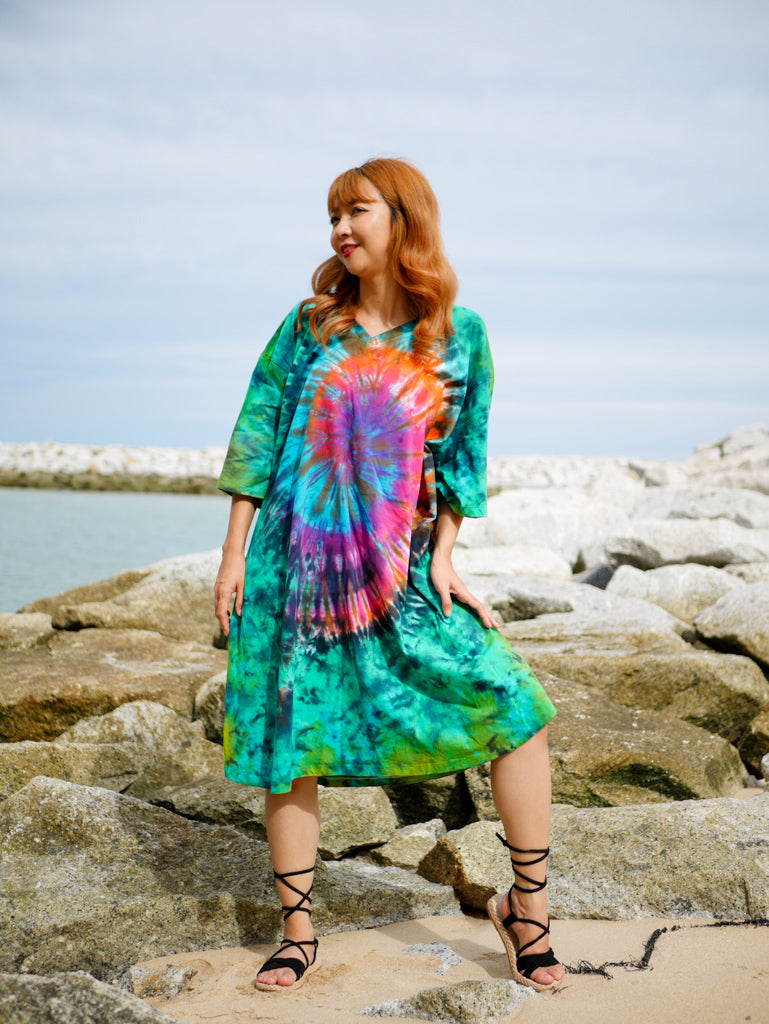 Mystic Meadow Hippie Oversized Cotton Tunic Shirt Dress