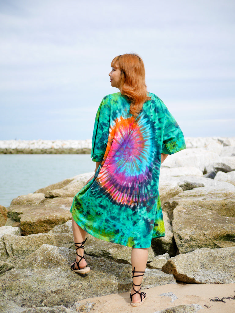 Mystic Meadow Hippie Oversized Cotton Tunic Shirt Dress