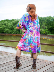 Rainbow Clouds Hippie Oversized Cotton Tunic Shirt Dress