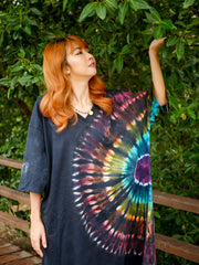 Midnight Aurora Hippie Oversized Cotton Tunic Shirt Dress