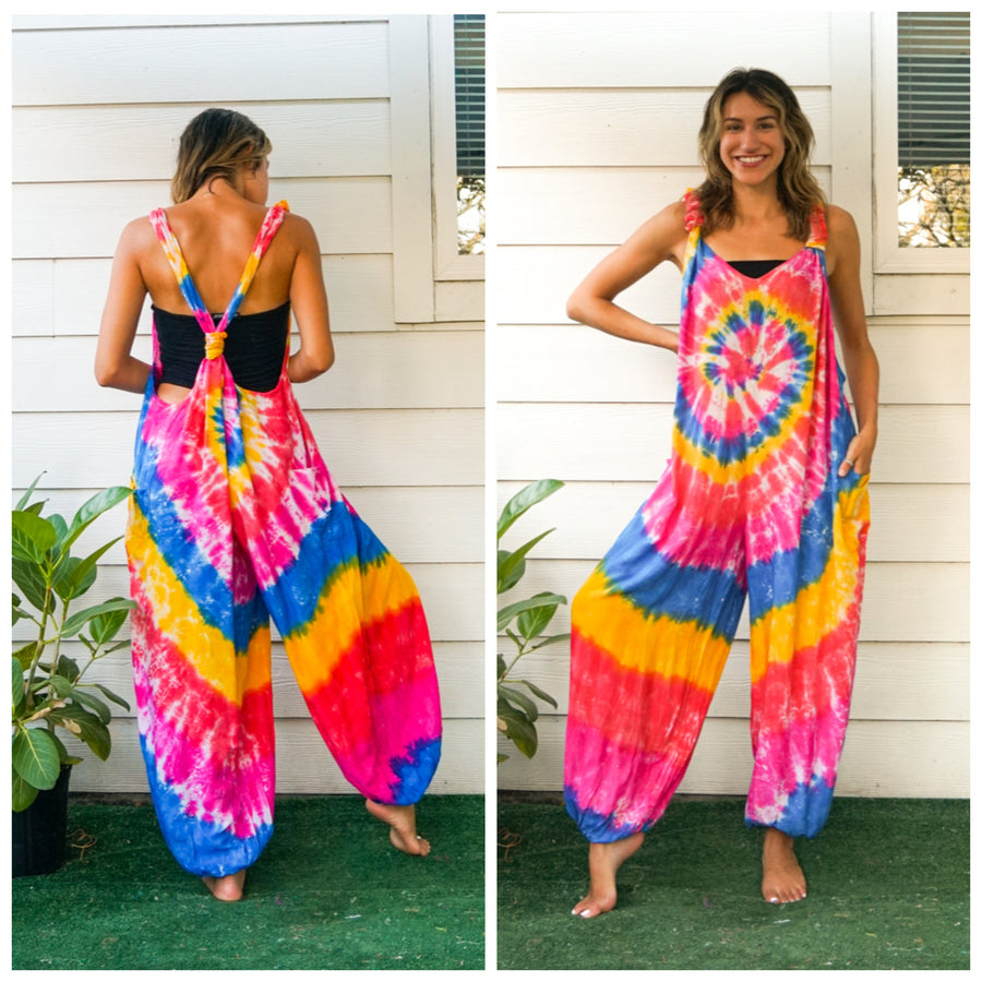 J5259- Hand Dyed  Hippie Racerback Jumpsuit Romper