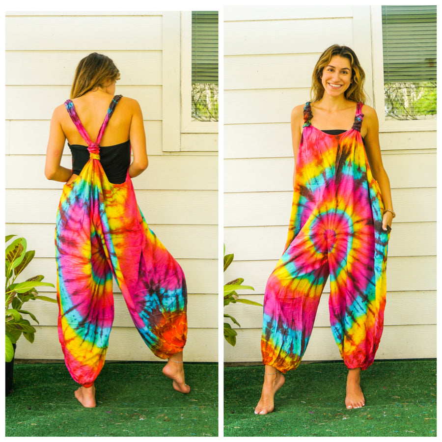 J34- Hand Dyed Hippie Racerback Jumpsuit Romper