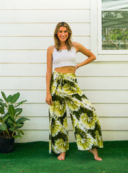 Green Spiral Palazzo Wrap Pants