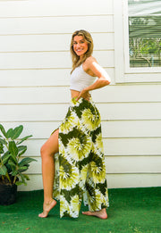 Green Spiral Palazzo Wrap Pants