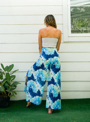 Ocean Blue Spiral Palazzo Wrap Pants