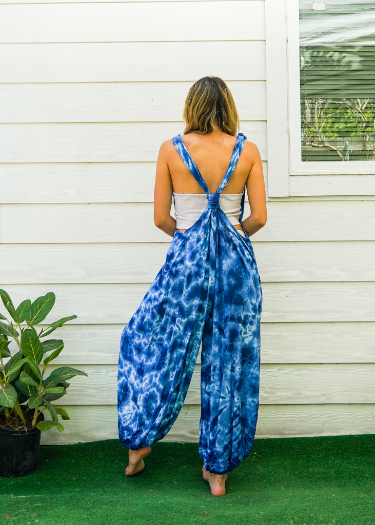 J31- Shibori Hand Dyed  Hippie Racerback Jumpsuit Romper