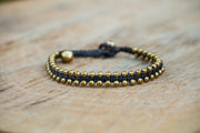 Harmony Golden Beaded Boho Brass Bracelet