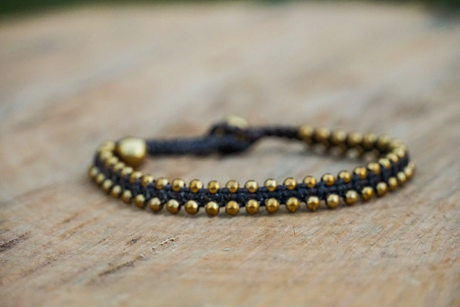 Harmony Golden Beaded Boho Brass Bracelet