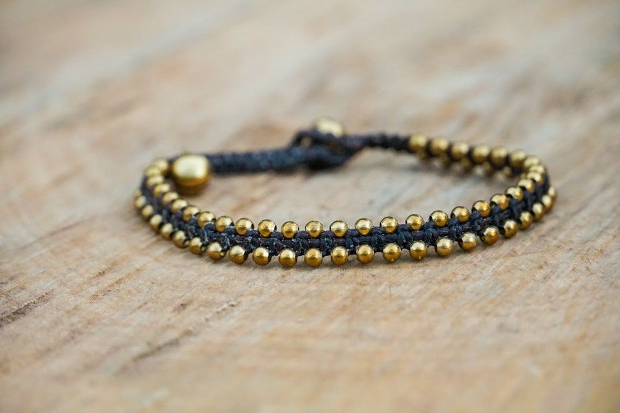 Harmony Golden Beaded Boho Brass Bracelet