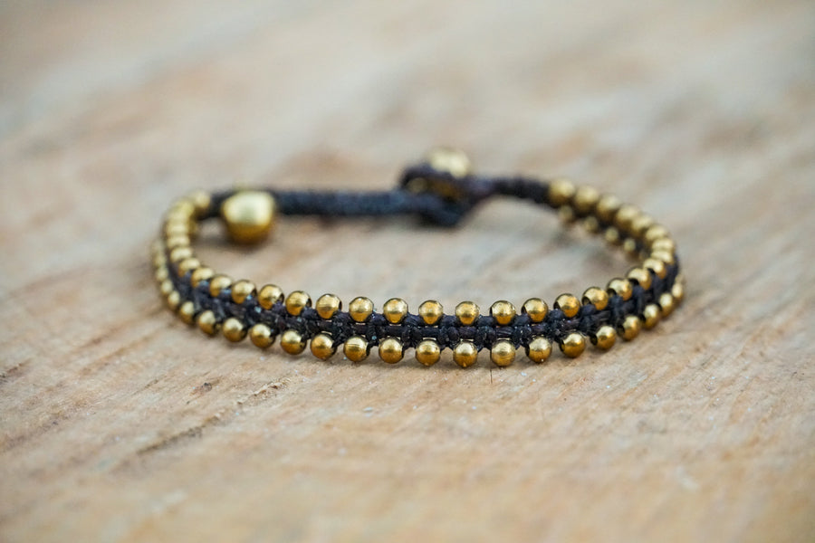 Harmony Golden Beaded Boho Brass Bracelet