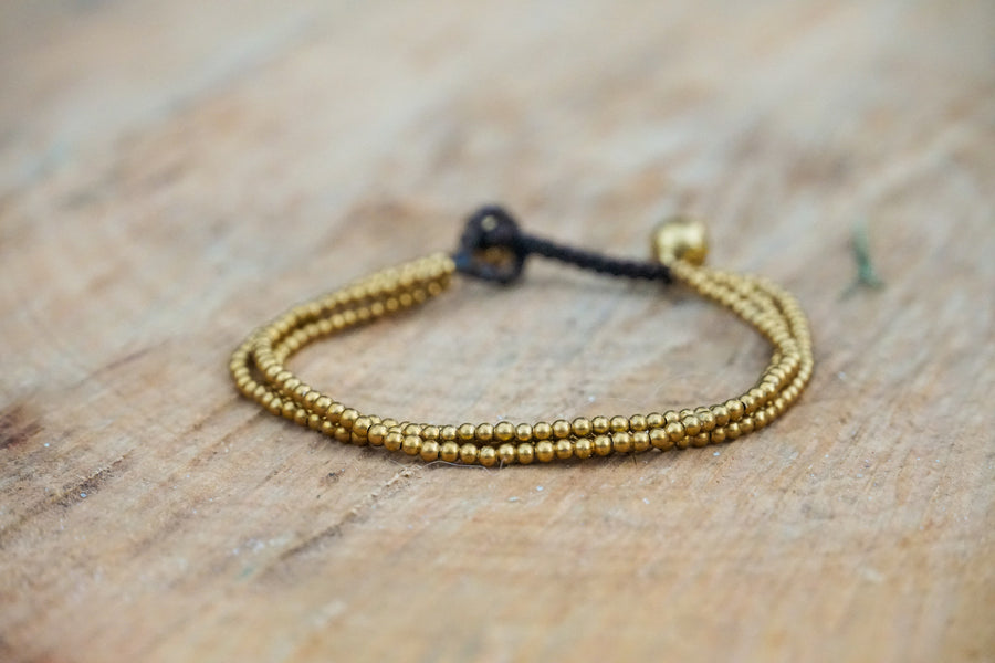 Golden Triple Strand Boho Brass Bracelet