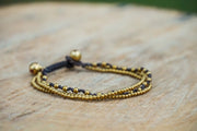 Golden Woven Triple Strand Boho Brass Bracelet