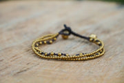 Golden Woven Triple Strand Boho Brass Bracelet