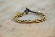 Golden Woven Triple Strand Boho Brass Bracelet