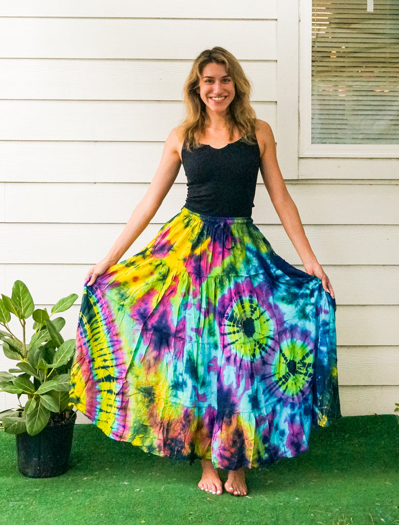 K0403- Hand Dyed Tiered Maxi Hippie Skirt