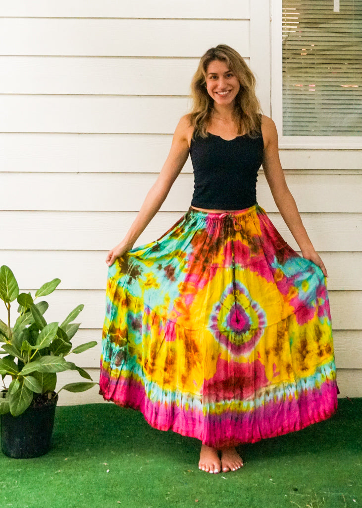 K0404- Hand Dyed Tiered Maxi Hippie Skirt