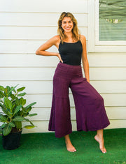 Purple Double Gauze Wide Legs Palazzo Pants