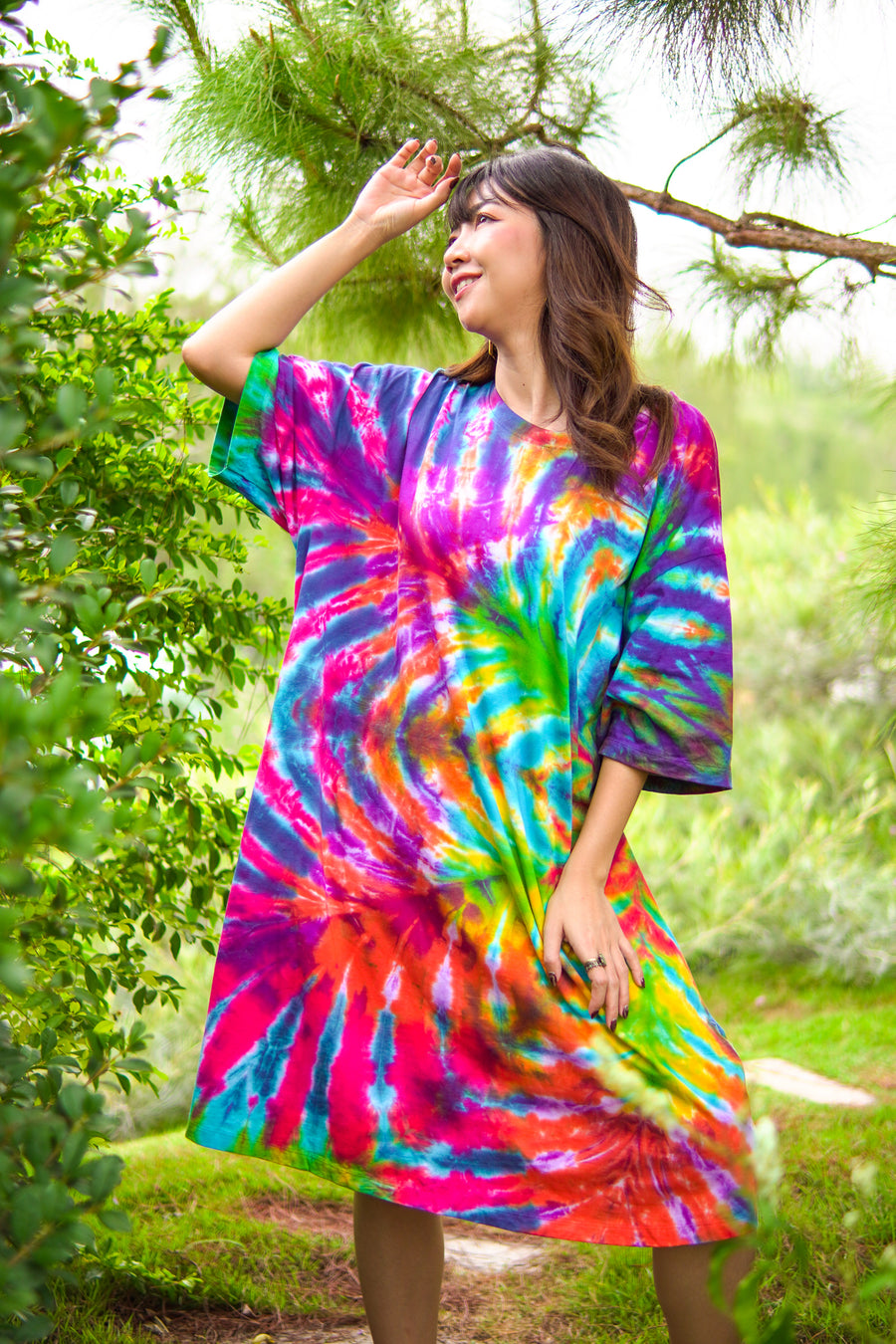 Sunkissed Waves Hand Dyed Boho Cotton Dress with Pockets
