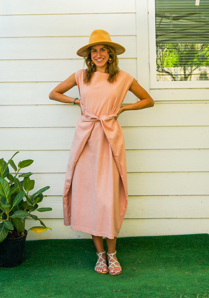 Peach Organic Cotton Wrap Dress