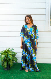 Blue Twine Hibiscus Kaftan