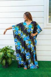 Blue Twine Hibiscus Kaftan