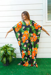 Orange Tropical Hibiscus Kaftan