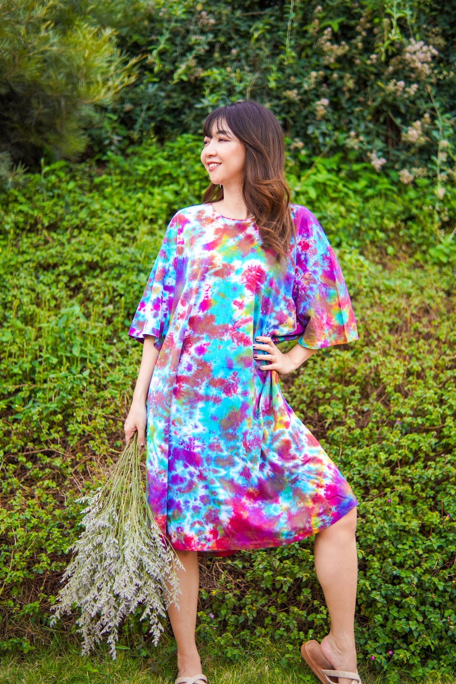 Painted Sky Hippie Oversized Cotton Tunic Shirt Dress