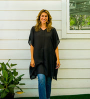 Plain Black Kaftan Blouse Tunic