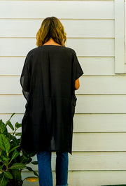 Plain Black Kaftan Blouse Tunic