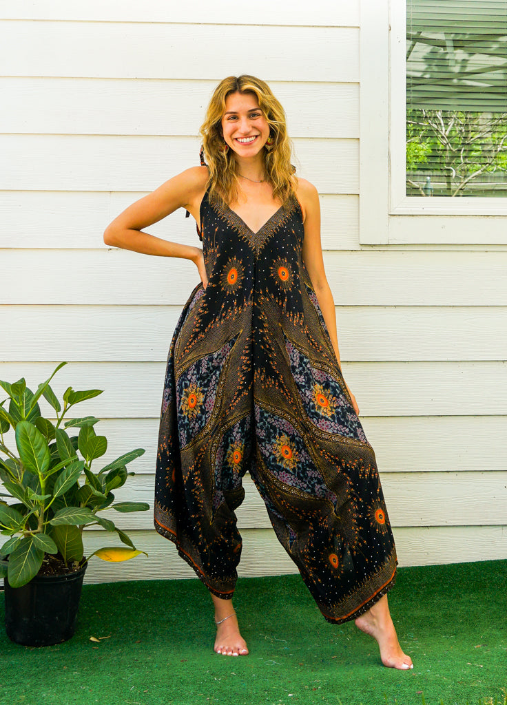 Black Peacock Eye Jumpsuit