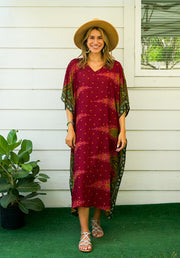 Burgundy Peacock Kaftan