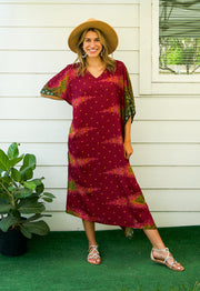 Burgundy Peacock Kaftan