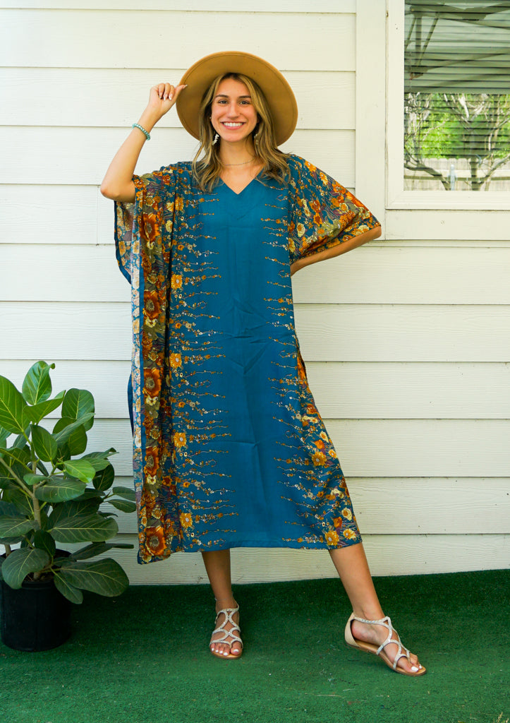 Teal Florals Kaftan