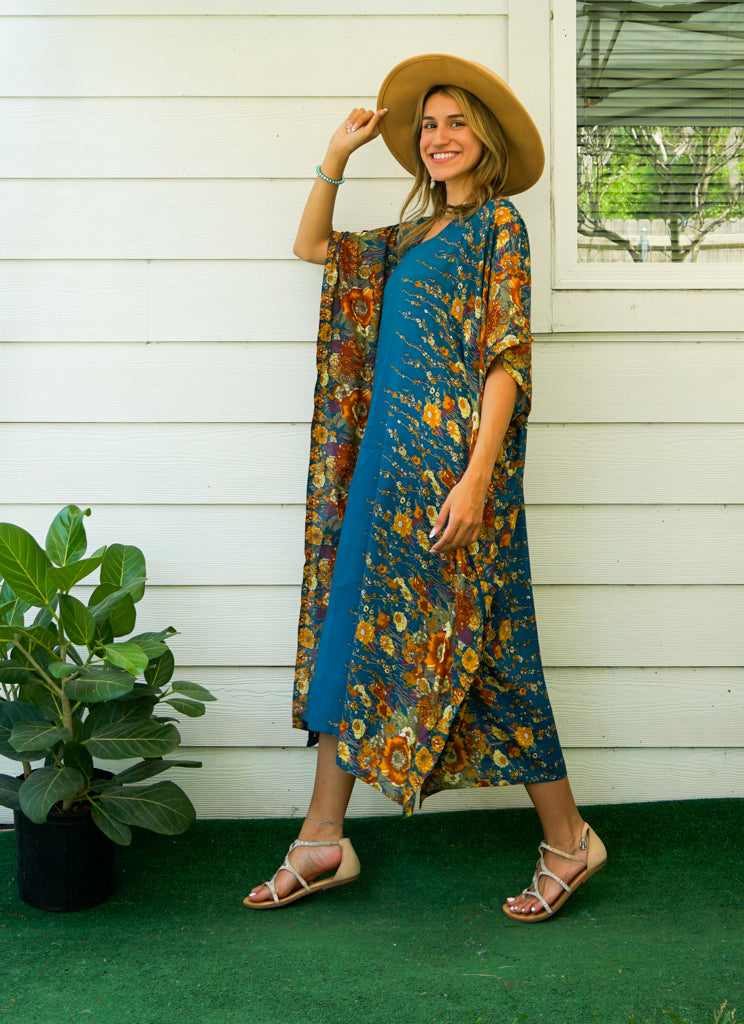 Teal Florals Kaftan