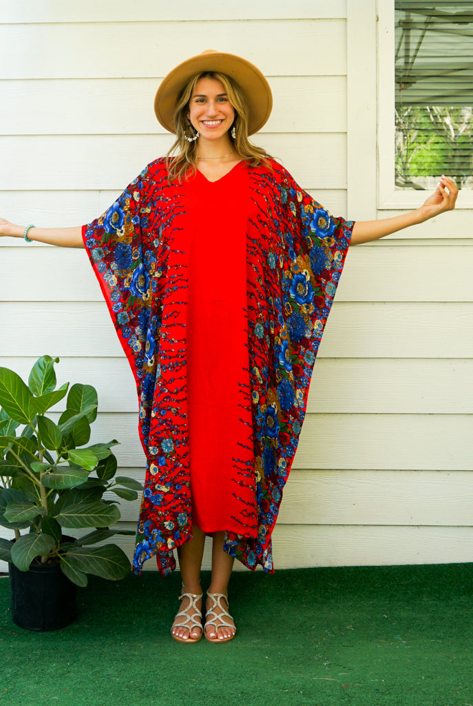 Red Florals Kaftan