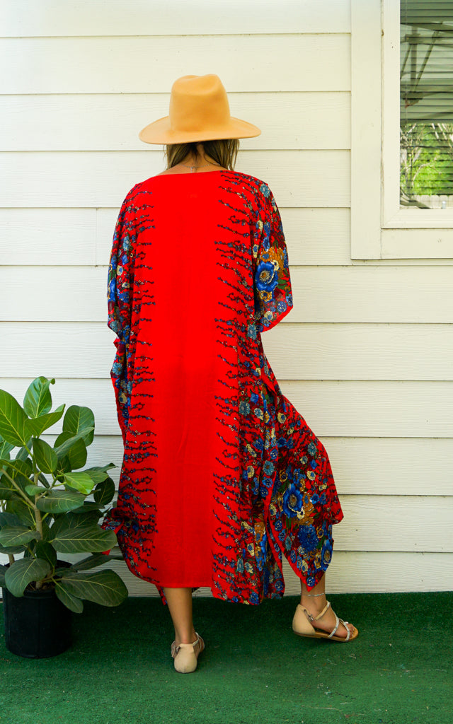 Red Florals Kaftan