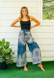 Blue Marble Mandala Palazzo Wrap Pants