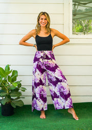 Purple Spiral Palazzo Wrap Pants