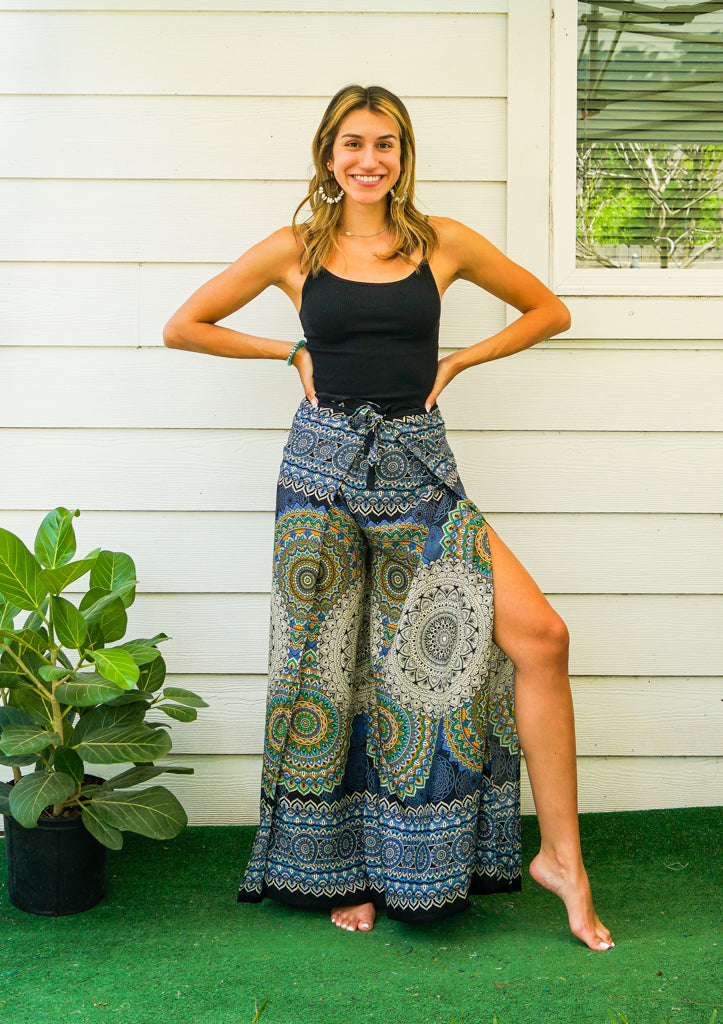 Black Psychedelic Palazzo Wrap Pants