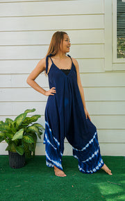 J86- Hand Dyed Wide Leg Boho Hippie Jumpsuits Rompers Pants