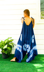 J2691- Hand Dyed Wide Leg Boho Hippie Jumpsuits Rompers Pants