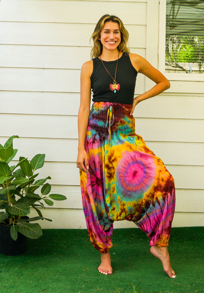 H2836- Hand Dyed Low Cut Hippie Festival Harem Pants