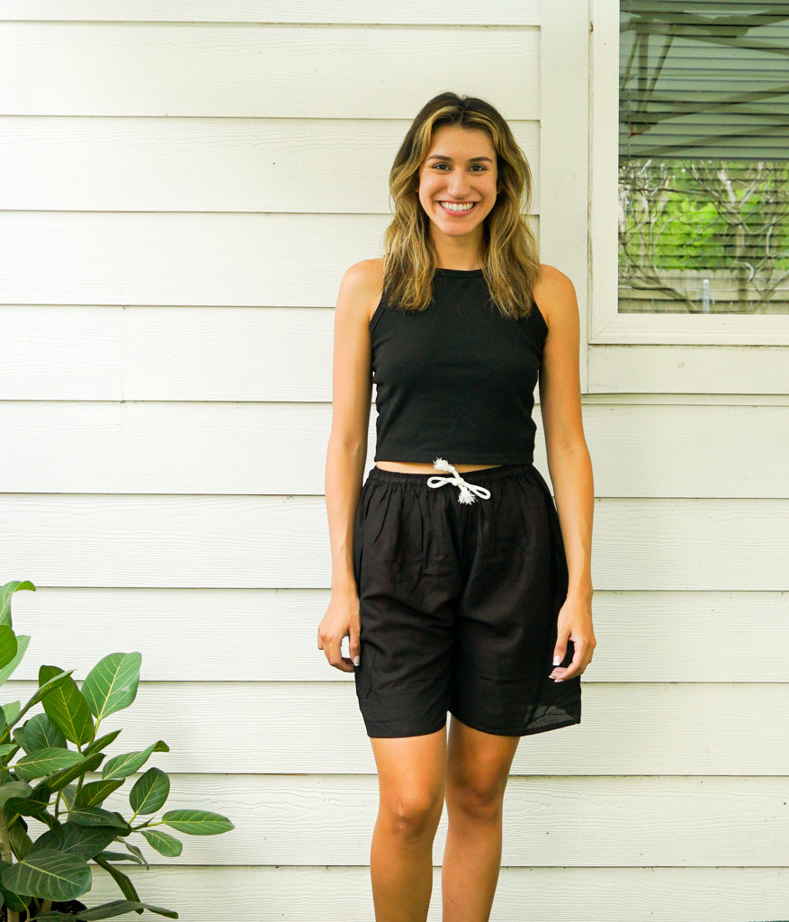 Plain Black Boho Shorts