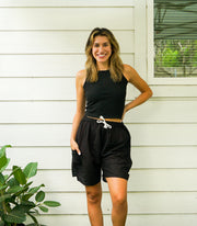 Plain Black Boho Shorts