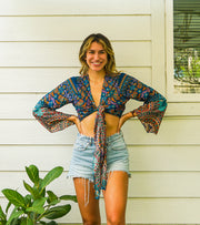 Bohemian Turquoise Wrap Top